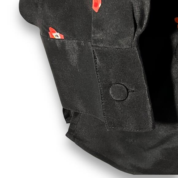 Bob Mackie Wearable Art Silk Blouse Black Floral Large - Picture 6 of 11